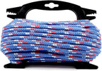 Braided Polypropylene Rope, 5/16" x 50FT, Blue/White/Red - Multi-Purpose for Camping, Hiking, Climbing, Boating & Securing Gear