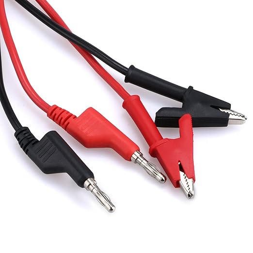 Sumnacon Multimeter Banana Plug to Crocodile Alligator Clip Test Probe, 2PCS 4mm Stackable Colorful Silicone Banana Plug to Alligator Clip Test Probe Lead Wire Cable 1M/3.3 Ft