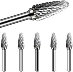 SF-5 Tungsten Carbide Burr Set Double Cut Rotary Burrs File(1/2” Cutter Dia X 1”Cutter Length) with 1/4'' (6.35mm) Shank for Die Grinder Drill Bits (Pack of 5)…