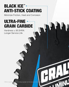 CRALY 5-1/2 Inch 50 Teeth Aluminum and Non-Ferrous Metal Cutting Circular Saw Blade, 5/8 Inch Arbor, Carbide Tipped, Thin Kerf, Black Ice™ Coating, for Thin Aluminum, Plastic, Composite(C05550AL-C)