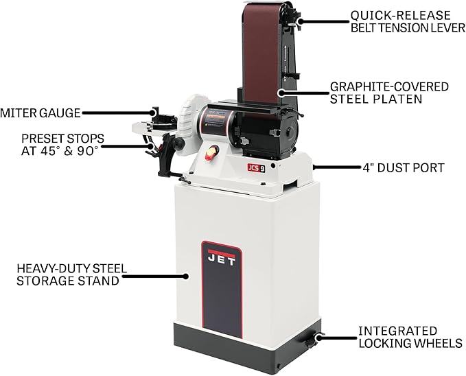 JET 6" x 48" Belt and 9" Disc Sander with Closed Stand, 3/4 HP, 115V 1Ph (Model JSG-96CS)