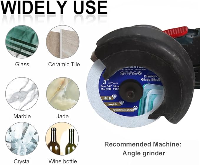SHDIATOOL Diamond Glass Cutting Disc 3-Inch Saw Blade, Ultra-Thin Cut Off Wheel for Tile Ceramic Porcelain Marble 75mm (10 of Pack)