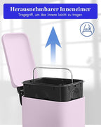 JM.YIPENG Bathroom Rubbish Bin, 5 Litre Cosmetic Bin, Small Waste Bin with Soft Close Lid, Bathroom Bin for Toilet, Bathroom, Bedroom, Living Room, Pink
