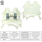 Dinkle White DK2.5N-WE DIN Rail Terminal Block Screw Type UL 600V 20A 12-22AWG, Pack of 100