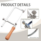 1PC Coping Saw Steel Frame with 1mm-3M diamond wire saw, used as a multifunctional manual tool for cutting marble, wood, jade and ceramics, glass (Copping Saw+Wire 1mm)