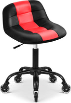 Rolling Stool with Wheels, Garage Shop Stool with Backrest, Roller Seat with Pneumatic Adjustable Height 16.93"-19.69", Heavy Duty Multi-Purpose Chair for Shop Salon Office Home, Red
