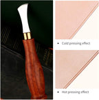 UOOU Leather Edge Creaser,1.0mm Professional Leather Tool,Edge Creaser Stainless Steel Red Wood Handle Tool for Beginners DIY Leather Craft