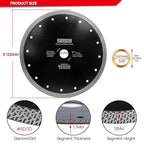 DT-DIATOOL Diamond Granite Blade 9 Inch for Marble Porcelain Tile Ceramic Diamond Cutting Disc with Mesh Turbo Diamond Segments
