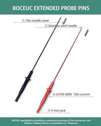 Multimeter Leads, Insulated Test Probe Needle Point Wire Testing Probes, Automotive Extra Sharp Long Reach Prod for Standard 4 mm Test Leads Kit, 600V CAT III