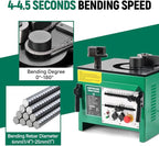 Hoteche 1700W Electric Hydraulic Rebar Bender - Professional 1-Inch Capacity Steel Bar Bending Machine, 0-180° Adjustable Angle, 4.5 Second Bend Speed for #3-#8 Rebar (6mm-25mm) with Foot Pedal