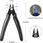 BOENFU BF-170 Micro Wire Cutter Jewelry Wire Cutters Zip Tie Cutters 2-Pack Flush Cut Nippers Precision Small Side Cutting Pliers for 3d Print, Plastic Models, Jewelry, Electronics, Black, 5 Inches
