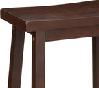 Amazon Basics Solid Wood Saddle-Seat Kitchen Counter Barstool with Footrest, Easy Assembly - 29-Inch Height - Walnut - Set of 2