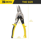 10 Inch Aviation Tin Snips Right Cut, Heavy Duty Sheet Metal Cutter Snips Shears Cutting Metal Sheet Chrome Vanadium Steel Sharp Blades Safety Latch