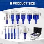 SHDIATOOL Diamond Drill Core Bits,Tile Drilling Core Hole Saw Kit for Porcelain Marble Ceramic Granite with 1/4 Carbide Positioning Drill Bit 12pcs (5/6/6/8/20/25/28/32/35MM/6MM/30MM/10MM)