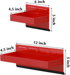 EMENTOL 4PCS Magnetic Tool Shelf Set, Tray, Paper Towel Holder, for Tool Organizer, Magnets Any Metal Surface, Red