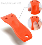 FOSHIO 2PCS Orange Plastic Razor Blade Scraper Tool and 100PCS Orange Plastic Blades for Gasket Remover, Sticker Remover, Labels Decal and Adhesive Remover for Windows and Glass