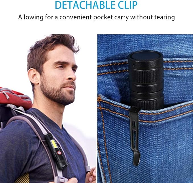 Hoxida Magnetic Flashlight USB Rechargeable, Super Bright LED Tactical Flashlight with Cob Sidelight, Waterproof, Zoomable Best Small LED Flashlight for Camping, Emergency Flashlights