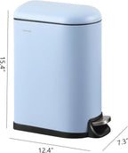 happimess HPM1009H Roland Mini 2.6-Gallon Step-Open Trash Can, Tide Pool Blue,with Soft-Close Lid, Fingerprint Resistant, Modern, Minimalistic for Home, Kitchen, Office, Bedroom, Bathroom
