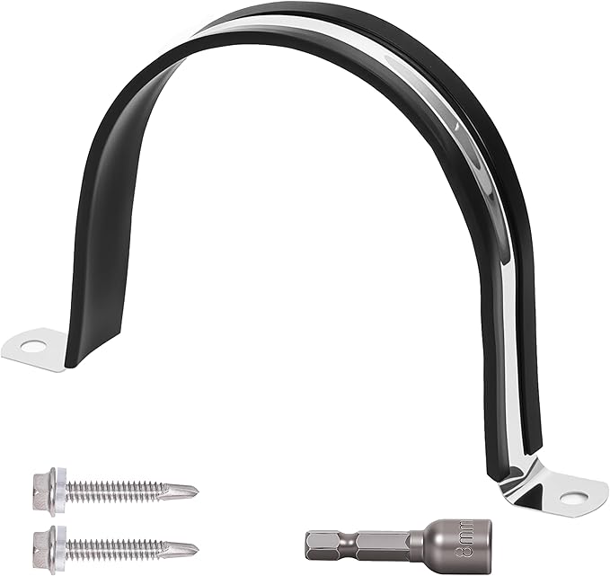 Pipe Clamps NPS 3-1/2 Inches （Φ100MM）- 304 Stainless Steel & Rubber Lining 10 Pack