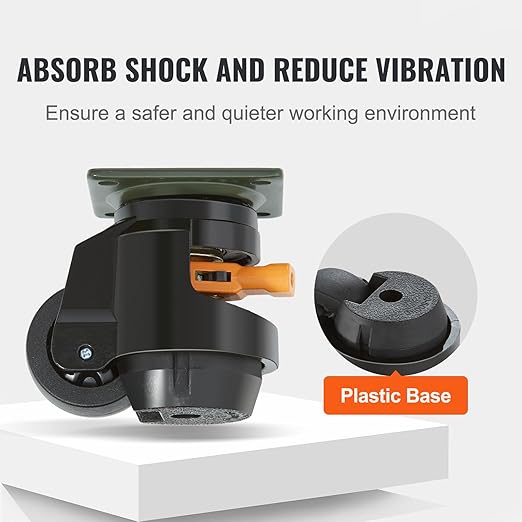 VEVOR Leveling Casters Set of 4, 2.5" Heavy Duty with Upgraded Ratchet Handle Design kit Capacity 4400 lbs, 360 Degree Swivel Caster Wheels, Adjustable Casters with Feet for Furniture, Equipment