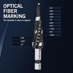 M35 Four Spiral Flute Cobalt Step Drill Bit, 1/8"-1/2" Wear-Resistant TiAlN Coated Four-Flute Step Bit, 1/4" Hex Shank Unibit Step Bit for Metal, Stainless Steel, Aluminum, Wood, Plastic