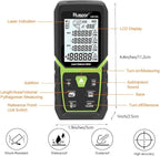 Huepar Laser Distance Meter 393Ft with Li-ion Battery & Electric Angle Sensor, Backlit LCD Laser Measure M/in/Ft with High Accuracy Multi-Measurement Modes, Pythagorean, Distance, Area&Volume