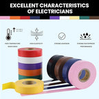 Lichamp 10-Pack Colored Electrical Tape Waterproof, 3/4 in x 66ft, Industrial Grade UL/CSA Listed High Temp Electrical Tape Colors Electric Super Vinyl, 1075C2