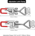 4pcs 4001 Toggle Latch Clamp with Lock Hole – 304 Stainless Steel Heavy Duty Latch, 400Lbs Holding Capacity, Adjustable Quick Release Pull Latch