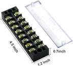 MILAPEAK Terminal Block and Strip - 4 pcs 8 Positions 600V 25A Dual Row Screw Terminals Strip with Cover + 8 pcs 400V 25A 8 Positions Pre-Insulated Terminal Barrier Jumper Strips Black & Red
