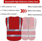 BeautyWill Custom Logo 10/20 Pack Safety Vest Class2 High Visibility Vest with Pockets Breathable Construction Vest Bulk