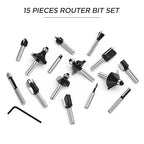 Router Bits Set of 15 Pieces 1/2 Inch Router Bit Set Woodworking Tools for Beginners, Router Bits Sets Idea Gifts for Dad