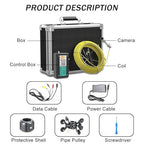 Sanyipace Sewer Camera 165FT/50M with WiFi Wireless Transmission, Drain Camera with Lights, Pipe Sewer Scope Inspection Camera with IP68 Waterproof Camera Probe, 7" Color Screen, Camera Guide Wheel