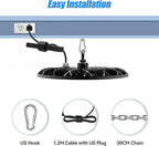 loyal LED High Bay Shop Lights: UFO Dimmable Commercial Lighting 6000K - for Warehouse Garage Workshop Gym with US Plug Cable
