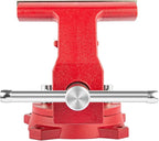 6.5" Heavy-Duty Bench Vise Ductile Iron Bench Vise 360° Swivel Bench Vice with Anvil, Red