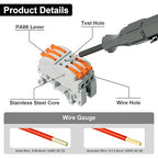 5Pcs DIN Terminal Blocks, 3 Conductor Compact Wire Conductor Splicing Connectors, KV223 Lever Wire Connectors for AWG 28-12, 600V 32A