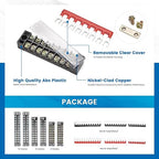 6 Sets Terminal Blocks, 6Pcs 8/10/12 Positions 600V 15A Dual Row Screw Terminal Strip Block + 6Pcs Pre-Insulated Terminals Barrier Strip + 60Pcs Insulated Fork Wire Connector…