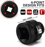 CASOMAN 1/2-Inch Drive x 1-Inch Shallow Impact Socket, SAE, 4-Point Square Socket, 1/2" Drive Axle Nut Socket for Easy Removal of Axle Shaft Nuts, CR-MO