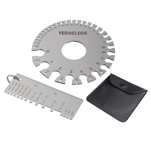 YESWELDER Round Dual Sided Metal Sheet Gage & Metal Sheet Thickness Gauge 2pk Stainless Steel Wire Welding Gauge