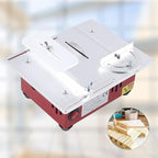 Electric Table Saw Cutter, Small Cutting Machine with Scaled Plate, 0-90° Cutting Portable Woodworking Table Saw for DIY Handmade Wooden Model Crafts Plastic Wood Glass Stone, Top Cut Off Sliding Saw