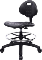 CHAIR MASTER Drafting Stool - Easy to Clean! Ergonomic Polyurethane Chair. Seat Height Adjustable w/Heavy Duty Footring for Home, Automotive, Lab, Cleanroom (Standard Casters, Medium Stool)
