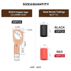 Thick Copper Electric Wire Lugs,20Pcs Bare Copper Gauge 12-10Awg-5/16(M8) Ring Heavy Duty Battery Cable Lugs Ends Ring Terminals Connectors with 20Pcs 3:1 Heat Shrink Tubing Assortment Kit