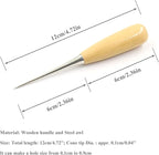 Luwigs 2 Packs Leather Craft Awl Tools Alloy Steel Wood Handle Punching Tapered Awl Leather Drillable Stitching Sewing Awl Repair DIY Gadget Tool (2 Packs)
