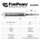 FivePears Up Cut Spiral Router Bit for CNC, 1/8 inch Cutting Diameter and 1/2 inch Cutting Length 1/4 inch Shank Carbide End Mill Router Bit for Wood Carving Engraving Grinding Grooving