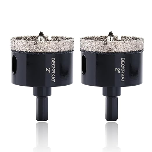 2 Inch Diamond Hole-Saw Bits with Pilot Drill Bit - 2pc 2" Diamond Tipped Tile Hole Saws with Guiding Bit Accurate Drilling for Porcelain Tile Ceramic Pottery Granite Stone Glass Bottles 50mm