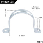 20 PCS 2 Inch Reinforced Rigid Pipe Strap, 2 Holes U Bracket Cable Clamp Hanger, Zinc Coated Tension Tube Clip, Conduits Strap Clamps for Pipe Fixing on Various Surfaces, 20 PCS(50 mm)