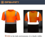 High Visibility Shirts Quick Dry Safety T Shirts with Reflective Strips and Pocket Short Sleeve Mesh Hi Vis Construction Work Class 2 Shirt for Men/Women Black Bottom Orange,Large