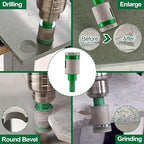 Diamond Core Drill Bit Kit - 6/8/10/25/28/32/35/45/50/65mm Triangle Shank +4/5"(20mm) Finger milling Bit Tile Hole Saws for Drilling/Enlaging Porcelain Ceramic Tile Granite Marble Stone