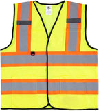 Dazonity Safety Vest with Multi-Pockets,2pcs,Reflective & High Visibility for Work,Construction,Parking,Warehouse,Yellow