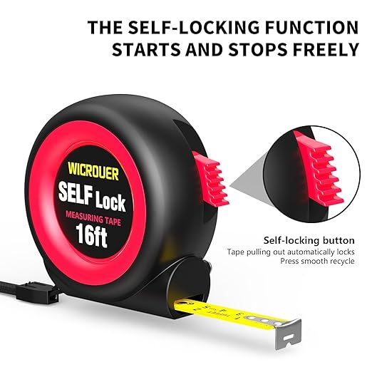 Tape Measure16FT Self-Locking, Steel Made Retractable Measurement, Imperial/Metric Scale, MID Precision, Easy to Read, Used for Architects, Carpenters, Handicrafts. (16FT)