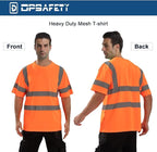 High Visibility Class 3 T Shirts，Hi Vis Safety Shirts with Reflective Strips and Pocket, Short Sleeve Quick Dry Mesh Construction Work Shirt for Men/Women Orange,2XL